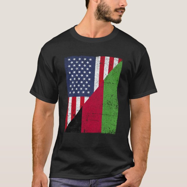 Camiseta Half USA Flag Half Malawi Flag American Malawian (Frente)