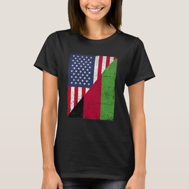 Camiseta Half USA Flag Half Malawi Flag American Malawian (Frente)