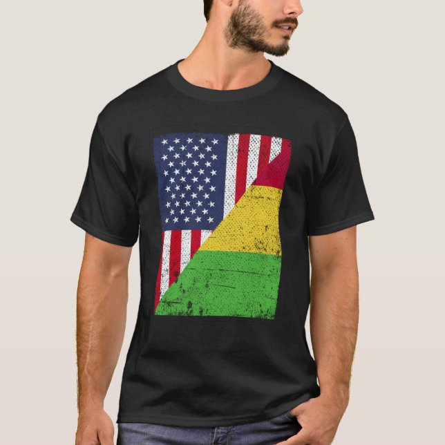 Camiseta Half USA Flag Half Mali Flag American Malian (Frente)