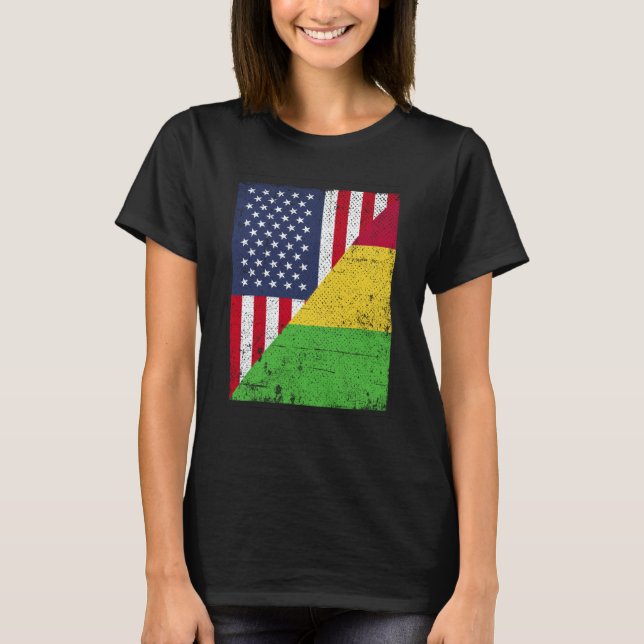 Camiseta Half USA Flag Half Mali Flag American Malian (Frente)