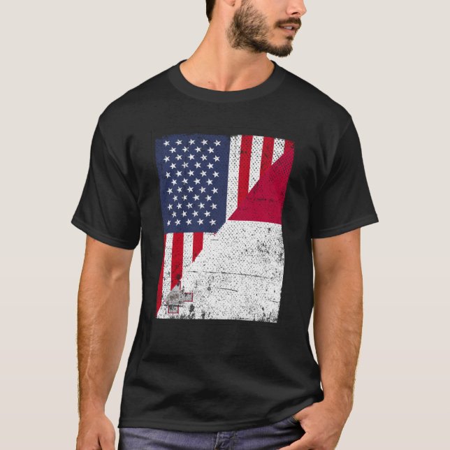 Camiseta Half USA Flag Half Malta Flag American (Frente)