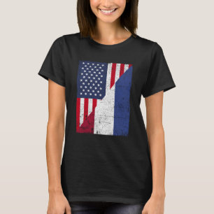 Camiseta Half USA Flag Half Netherlands Flag American