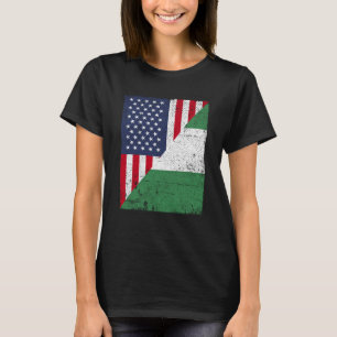 Camiseta Half USA Flag Half Nigéria Flag American