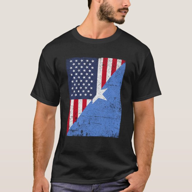 Camiseta Half USA Flag Half Somalia Flag American Somalian (Frente)