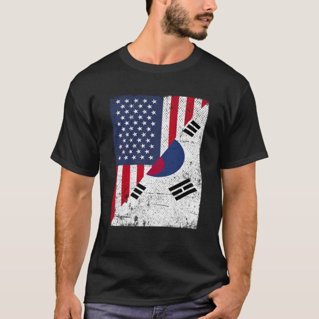 Camiseta Half USA Flag Half South Korea Flag American South (Frente)
