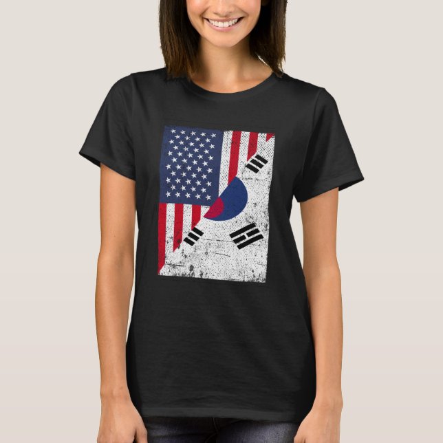 Camiseta Half USA Flag Half South Korea Flag American South (Frente)