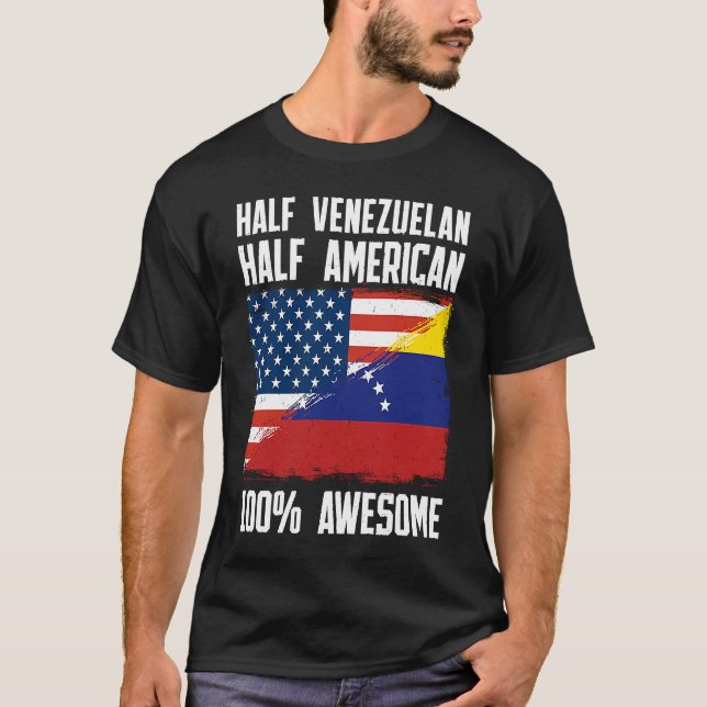 Camiseta Half Venezuelan Half American  Venezuela American  (Frente)