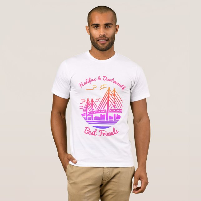 Camiseta Halifax e Dartmouth Nova Escócia melhores amigos (Frente Completa)