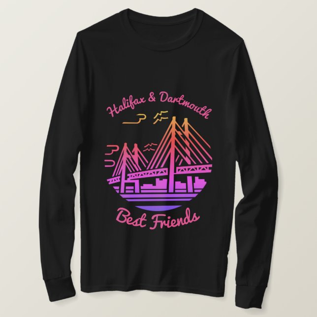 Camiseta Halifax e Dartmouth Nova Escócia melhores amigos (Frente do Design)