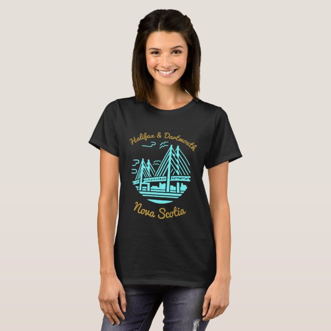 Camiseta Halifax e Dartmouth Nova Scotia T-shirt aqua (Frente Completa)