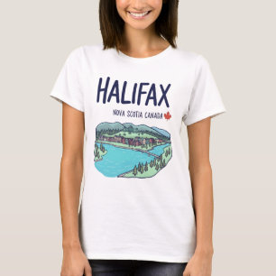 Camiseta Halifax Nova Scotia Canadá Linha de Cores Vibrante