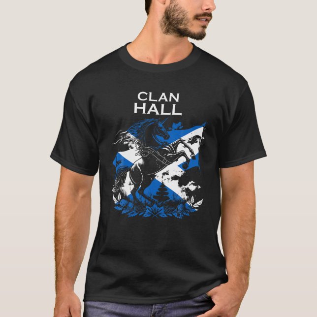 Camiseta Hall Clan Family Sobrenome Scotland T Shi (Frente)