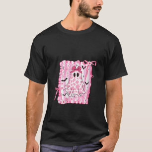 Camiseta Hall das Mulheres Fantasma Fofo Coquette Laço Rosa