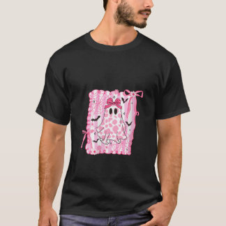 Camiseta Hall das Mulheres Fantasma Fofo Coquette Laço Rosa