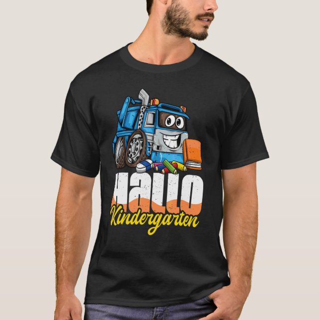 Camiseta Hallo Kindergarten Dump Veículo de Construção de C (Frente)