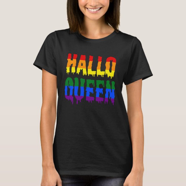 Camiseta Halloqueen  Halloween LGBT Gay Pride Costume (Frente)