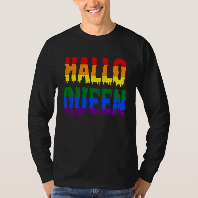 Camiseta Halloqueen  Halloween LGBT Gay Pride Costume (Frente)