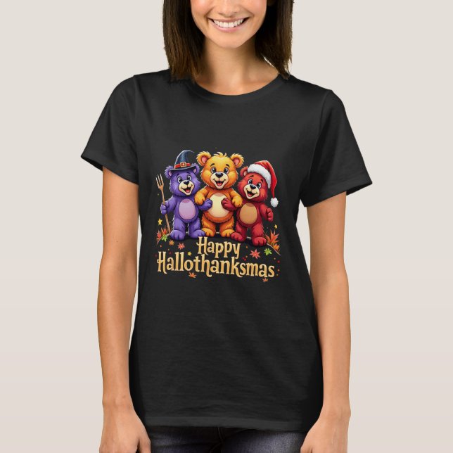 Camiseta Hallothanksmas Bears Tee Halloween Ch (Frente)