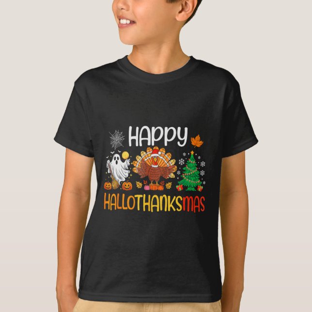 Camiseta Hallothanksmas Shirt Funny Halloween Thanksgiving  (Frente)