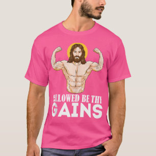 Camiseta Hallow Be Thains Gains Engraçado Músculo Jesus Pes