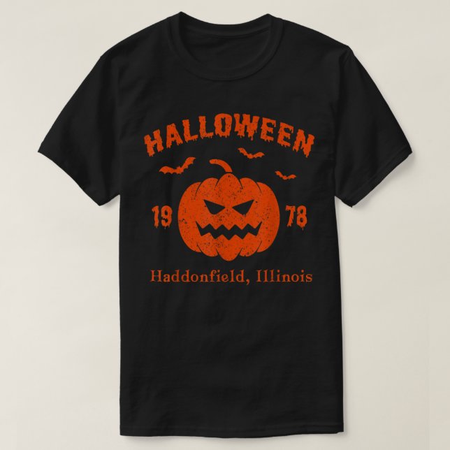 Camiseta Halloween 1978 haddonfield Illinois Funny Pumpkin (Frente do Design)