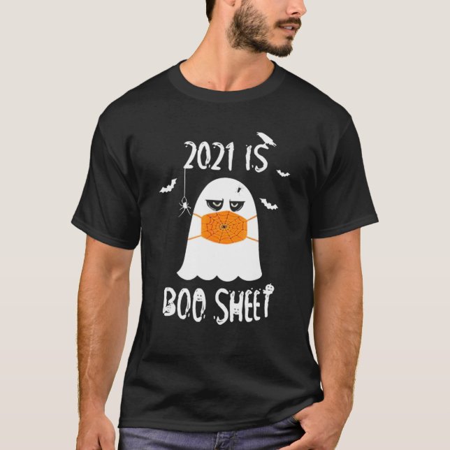 Camiseta Halloween 2021 É Boo Sheet Engraçado Angry Ghost (Frente)