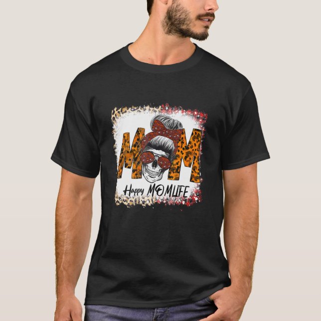 Camiseta Halloween 2022 Mãe A Vida Mensageira Bun Assustado (Frente)