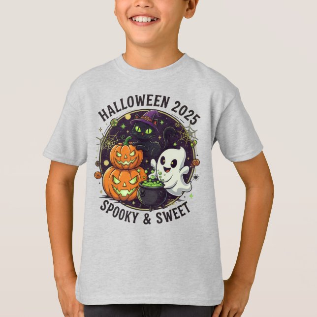 Camiseta halloween 2025 assustador e doce (Frente)
