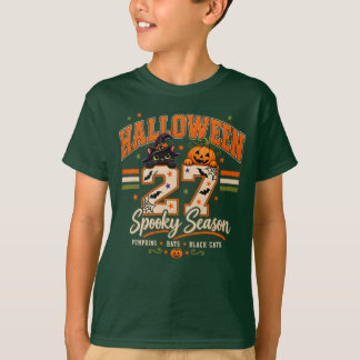 Camiseta Halloween 27 Temporada Assustadora Varsity Gato Pr