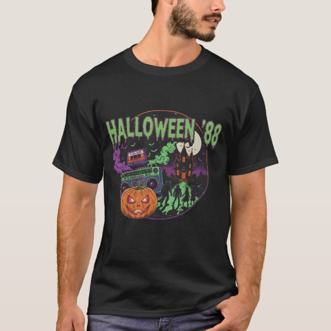 Camiseta "Halloween '88" - design retrô + efeito VHS (Frente)