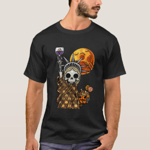 Camiseta Halloween A Estátua do Esqueleto da Liberdade Pum