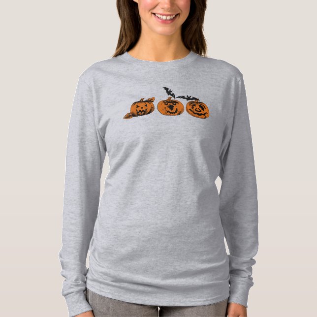 Camiseta Halloween/abóbora/morcego (Frente)