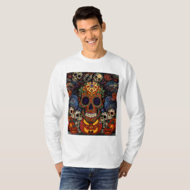 Camiseta Halloween, Abóboras de Crânio de Açúcar Fiesta, Ca
