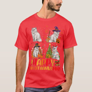 Camiseta Halloween Ação de Graças Natal Pérsico Cat Hallo