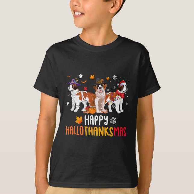 Camiseta Halloween Ação de Graças Santo de Natal Engraçado  (Frente)