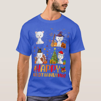 Camiseta Halloween Ação de Graças Urso de Natal Hallothanks