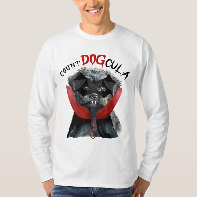 Camiseta Halloween Affenpinscher Engraçado Cão-Vampiro Engr (Frente)