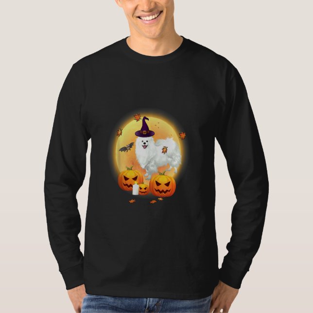Camiseta Halloween American Eskimo Dog Eskimo Spitz Hallow (Frente)