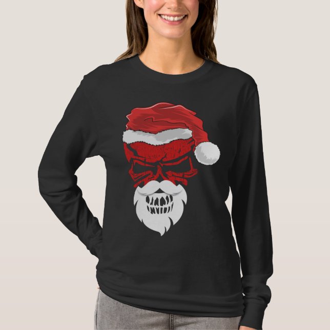 Camiseta Halloween and Christmas Skull Graphic Tees Hallowe (Frente)