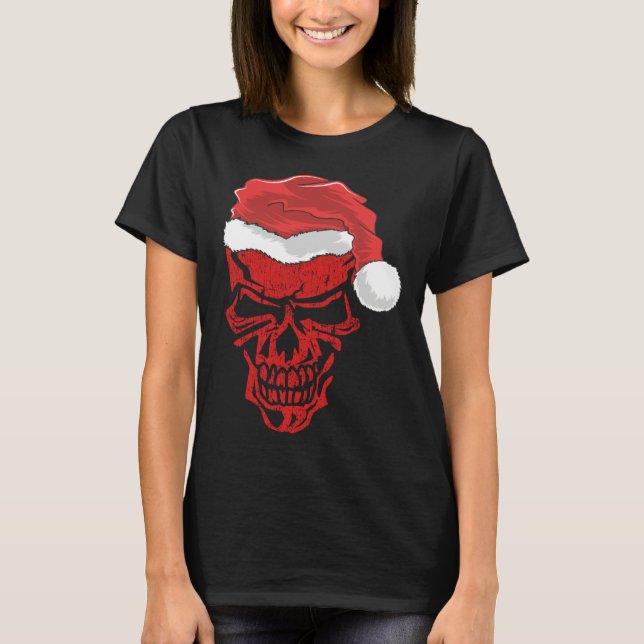 Camiseta Halloween and Christmas Skull Graphic Tees Hallowe (Frente)