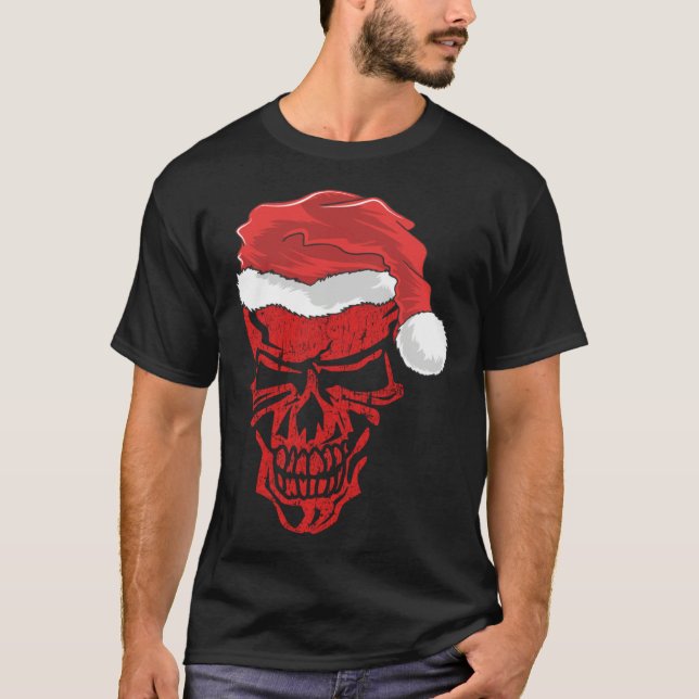 Camiseta Halloween and Christmas Skull Graphic Tees Hallowe (Frente)