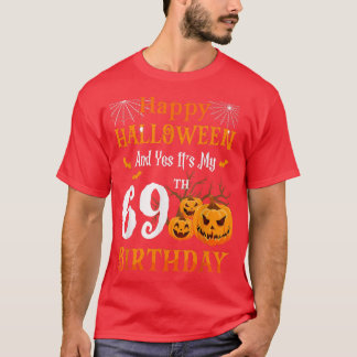 Camiseta Halloween Aniversário de 69 anos 69º Papá Nana Pum