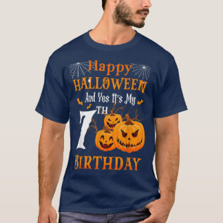 Camiseta Halloween Aniversário de 7 anos 7 Pumpkin Sp