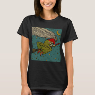 Camiseta Halloween Antigo, Bruxa Má Voadora em Vassoura