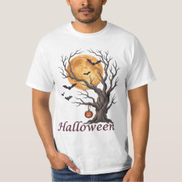 Camiseta Halloween Árvore e Abóbora Jack-o'-Lanter