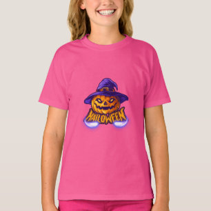 Camiseta Halloween - Assustador da menina Jack O’ Lanterna