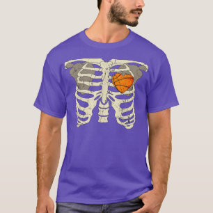 Camiseta Halloween Basball Skeleton Heart Team Spo