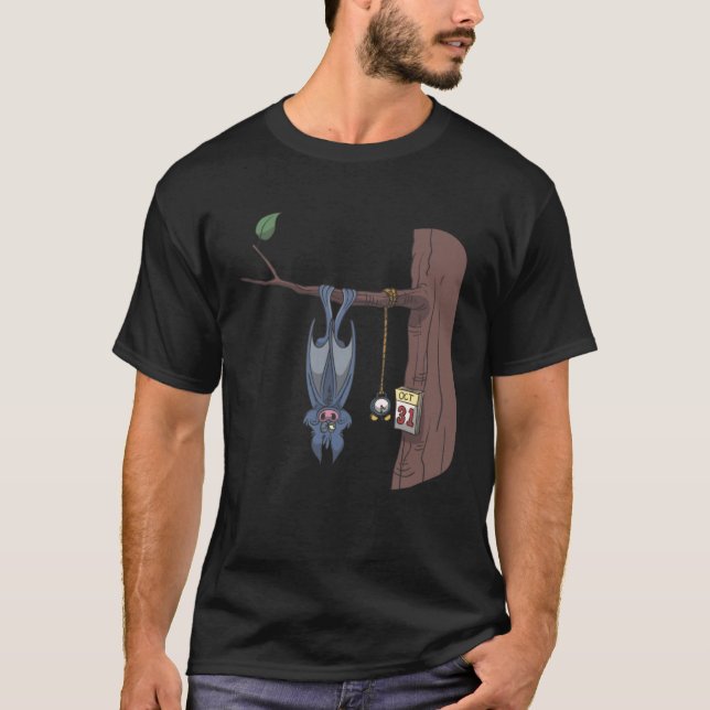 Camiseta Halloween bat waiting for 31st October with alarm  (Frente)