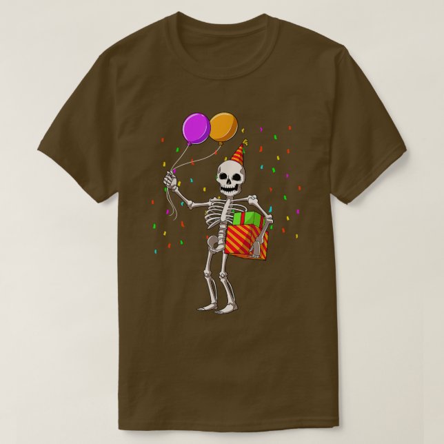 Camiseta Halloween Birthday Party Outfit Skeleton Birthday  (Frente do Design)