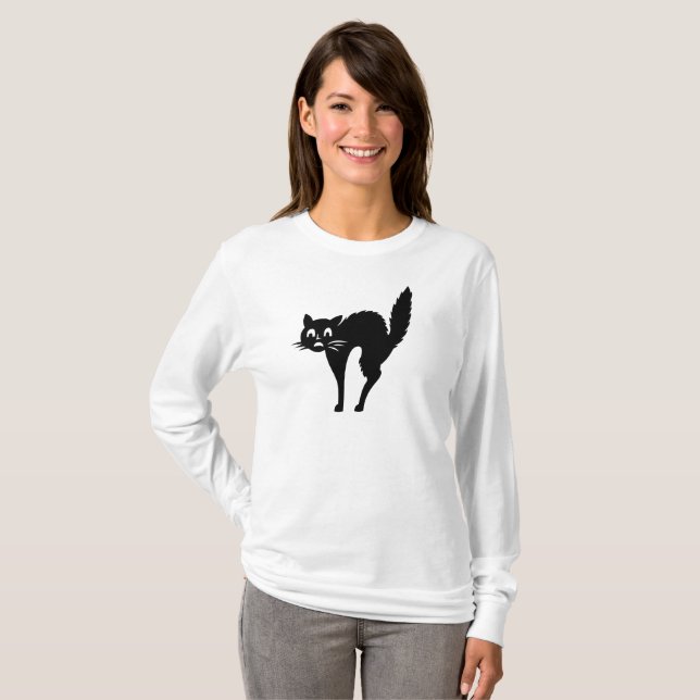 CAMISETA HALLOWEEN BLACK CAT  (Frente Completa)